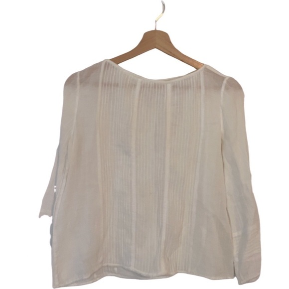 Alice + Olivia | Ivory Peasant Top XS Boho Cottage Core Quiet Luxury Festival - Picture 3 of 14